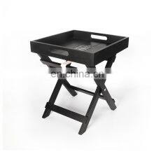 K&B Wholesale Custom Modern Luxury Black Wooden Ottoman Tray Serving Tray With Stand Bracket thumbnail-1