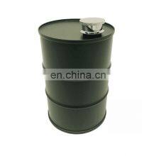 Matte Personalized Whisky Japanese Travel Oil Drum Shape Black Stainless Steel Round Hip Flask thumbnail-3