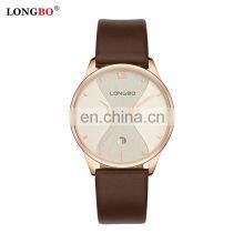 LONGBO 7315 Unisex Men Women Cheap Simple Watches Analog Quartz Leather Strap Couple Wrist Watch thumbnail-1