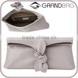 Knot Women Soft Smooth Genuine Leather Clutch Bag Nappa Foldover Party Clutch Good Quality Hand Bag Guangzhou Factory thumbnail-1