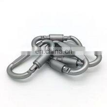 Wholesale Custom Laser Engraved Logo D Shape Snap Tactical Hook Carabiner Black Clip Aluminium Carabiner Hooks