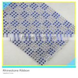 9 Lines Sapphire Rhinestone Plastic Base Material Mesh Roll Net 24 rows