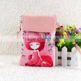 Wholesale pu Lovely Cartoon Girl Mini Crossbody Cell Phone Bag thumbnail-2