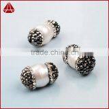 Wholesale Natural Freshwater Pearl Beads With Rhine Stone Paved, Freshwater Pearl Jewelry Quality Choice thumbnail-1