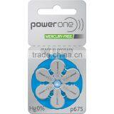 Hearing Aid Battery A675 Mercury Free Zinc Air Power One Made in Germany thumbnail-1