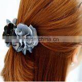 Grey Blue Satin Flower Hair Claw,Burned Flower Women Claw Clip thumbnail-1