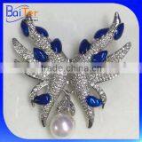 Yellow Gold Plated Crystal Butterfly Wing Brooch/Fresh Water Pearl Copper Butterfly Brooch thumbnail-2
