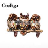 Fashion Jewelry Three Bling Charming OWL Shape Design Brooch Party Promotion Gift Apparel Accessories