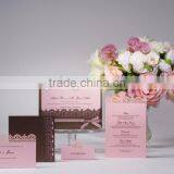2016 Newest Laser Cut Handmade Personalised Lace Pink Brown Luxury Wedding Invitation