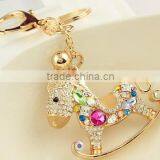 Cool Hobbyhorse Keychain High Grade Fashion Rhinestone Keyring Metal Crystal KeyChains With Ring Holder thumbnail-4