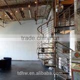 Indoor Steel Wood Spiral Staircase With Stainless Steel Railing thumbnail-4