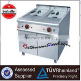 Stainless steel gas fryer with two baskets for fast food 2 Tank 2 Basket with Cabinet