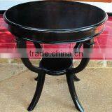 Wooden Furniture Black Finish - Antique Round Side Coffee Table Furniture thumbnail-1