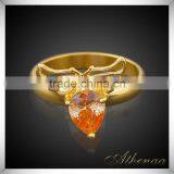 China Imported Jewelry Smooth Metal Angle Wing Red Zircon Gold Engagement Ring thumbnail-2