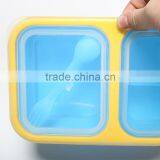 3 Compartment Portable Silicone Collapsible Microwave Lunch Box Food Storage Box thumbnail-5
