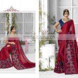 Inviting Red Georgettes Designer Saree/famous Indian Saree Designers thumbnail-5