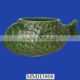 Decorative Green Ceramic Fish Planter thumbnail-1