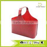 Multipurpose Red PVC Leather Magazine Storage Basket thumbnail-1