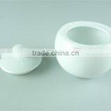 Cheap Ceramic Plain White Dinnerware Type Round Sugar Pot With Lid thumbnail-2