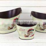 Santa Clause Face Decorative Metal Tub for Christmas Garden Decoration thumbnail-1