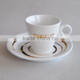 Real Gold Decaled cup&saucer of strengthen porcelain