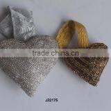 Silver and Gold Heart Shaped Glass Beads Christmas Tree Ornament Available in All Colours and Sizes thumbnail-1