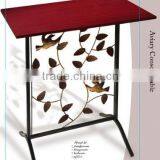 RH-4719 Hammered Wood Top Aviary Wrought Iron Metal Console Table thumbnail-1