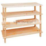 4 Tier Slatted Wooden Shoe Rack - 68 x 74 x 26 cm thumbnail-1
