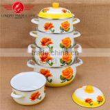 773DBL Turkey Enamel Pot 5pcs Enamel Cookware Cassrole With Flower Design thumbnail-1