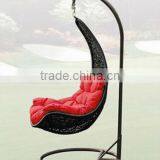 Garden Iron Metal Swing Bed With Red Seat Cushion AK1428 thumbnail-1