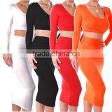 Maxi Skirt MWomens Cocktail Clubwear Party High Waisted Long Sleeve Bodycon Bandage Dress Long Skirt Size :M thumbnail-1