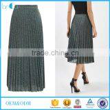 Pleated Skirt Women Clothing Factory New Designs 2017 Shiny Long Skirt thumbnail-1