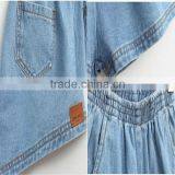 Top Fashion Summer Loose Fit Light Blue Washed Sexy Women Elastic Waist Denim Shorts thumbnail-5
