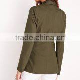 Latest Lady Khaki Tie Front Casual Soft Blazer Elegant Design thumbnail-5