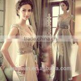 New Deep v Neck Full Length Beaded off Shoulder Bridal Wear thumbnail-2