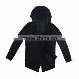 Mens Slim Fitted Long Hooded Cool Black Outerwear Jackets thumbnail-3