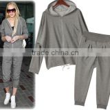 Wholesale Fashion Leisure Clothing Set Sports Wear Hoodies With Zippers for Women
