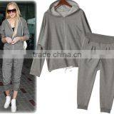 Wholesale Fashion Leisure Clothing Set Sports Wear Hoodies With Zippers for Women thumbnail-1