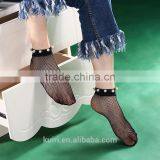 WS-5 Designs 2017 New Fashion 1Pair Summer Women Sexy Pearl Beads Lace Fishnet Ankle High Mesh Fish Net Short Ankle Socks thumbnail-3