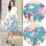 Z&M Women Floral Print Vintage Pleated Fashion Skirt thumbnail-4