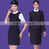 Women Formal Airline Stewardess Uniform Ladies Air Hostess Short Sleeve Skirt Flight Attendant Uniforms thumbnail-1