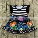 Wholesale Girl Sleeveless Dress Children's Brown Black Printing Small Fly Sleeve Dress thumbnail-1