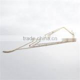 New Fashion Multilayer Layered Necklace Gold Plated With Feather Round Pendants French Gray Acrylic Beads 47.0cm Long thumbnail-3