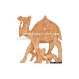 Handcrafted Wooden Camel Family - Animal Sculpture Art thumbnail-1
