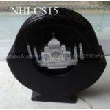 Black Marble Coaster Set Handmade Crafts Work Floral Design Home Decor & Gifts