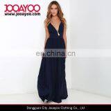 Elegant Chiffon Crissrossing Back Triangle Bodice V-neck Pintucked Waistline Maxi Dress thumbnail-1