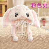 Lovely Plush Animal Design Head Hat White Rabbit Plush Winter Hat for Kids With Long Ears thumbnail-2