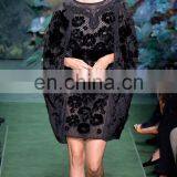 Hot Fashion Classic Dots Black Color Dyed for Women Dress Burnout Silk Velvet Fabric