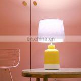 China Direct Sale Matte Yellow Indoor Lighting Office Hotel Ceramic Lamp With Linen Lampshade thumbnail-4
