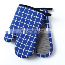 Heat Insulated Grid Pattern Microwave Oven Mitt With Silicone Non Slip Kitchen Gloves Oven Mitten Mitts For Baking Cooking